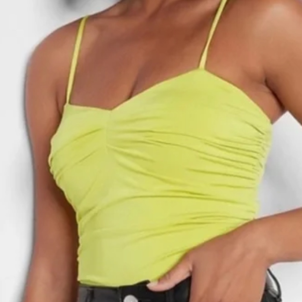 Express Body Contour Compression Ruched Bodysuit with Bra Cups